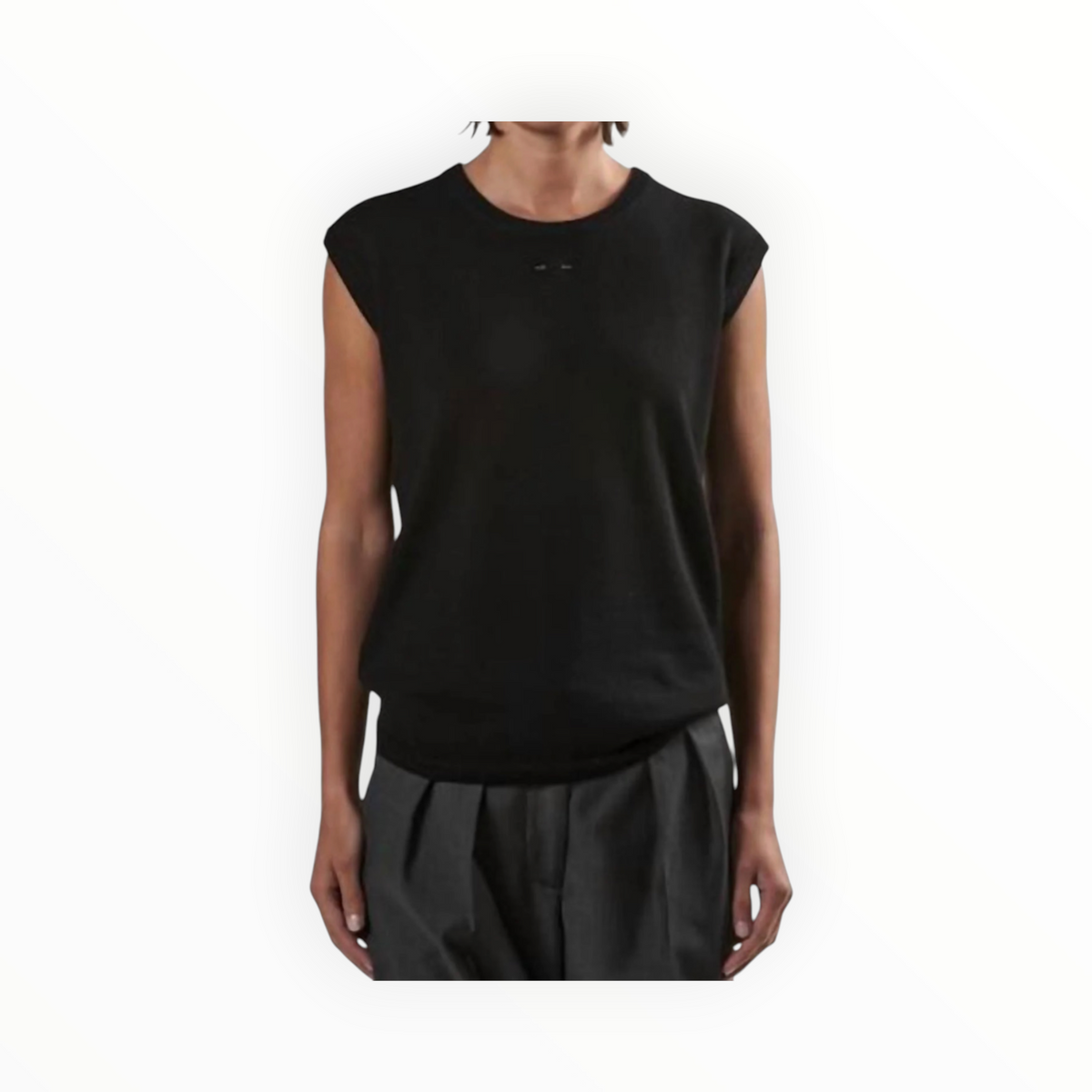 Barbara Bui Sleeveless Merino Crew Neck Sweater - Black