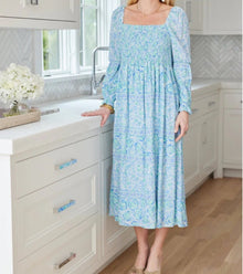 Sail to Sable Square Neck Dress - Blue Multi