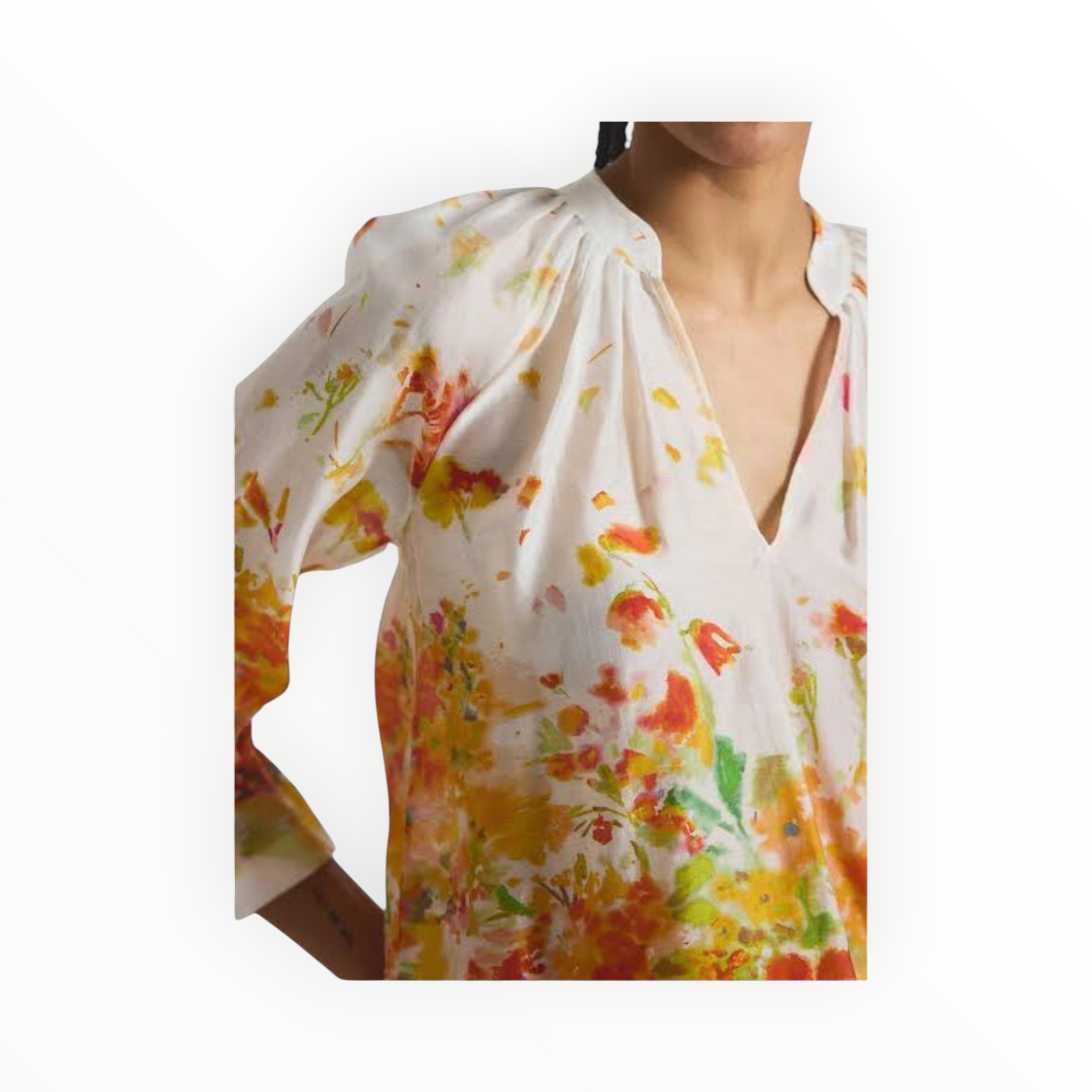 Derek Lam 10 Crosby Milon Blouse - White/Papaya