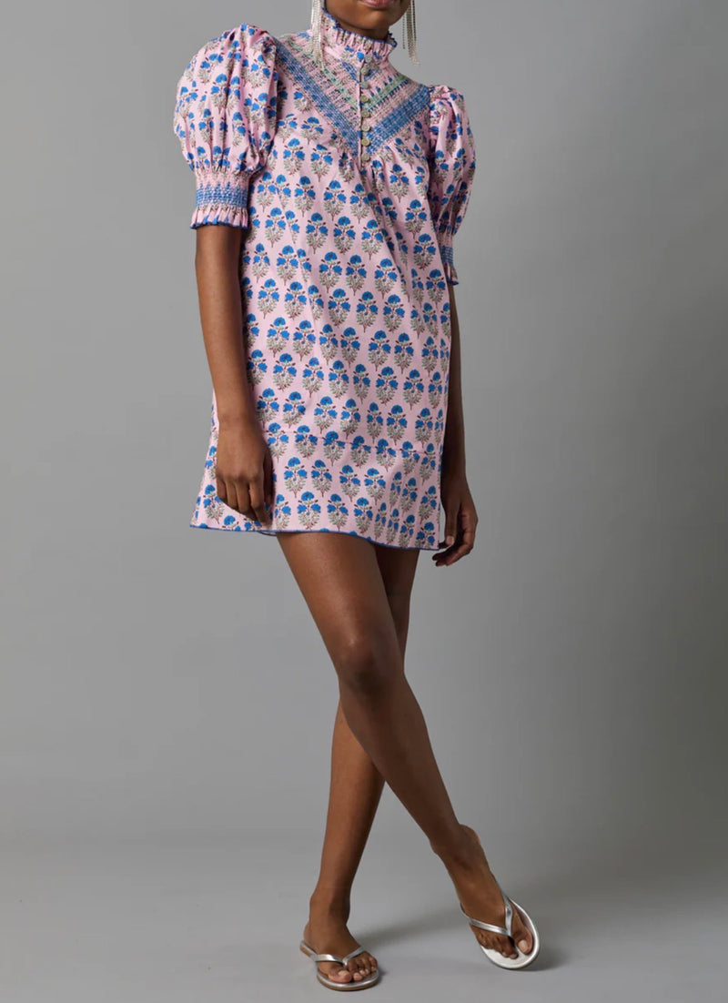 Hope For Flowers By Tracy Reese Mini Smocked Shirt Dress - Orchid Woodblock