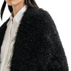 Essentiel Antwerp Textured Cardigan With Metallic Finish - Black