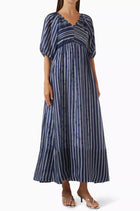 byTiMo Cupro Rouching Dress - Blue Stripe