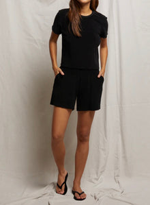 perfectwhitetee Emily Loop Terry Sweatshort - True Black