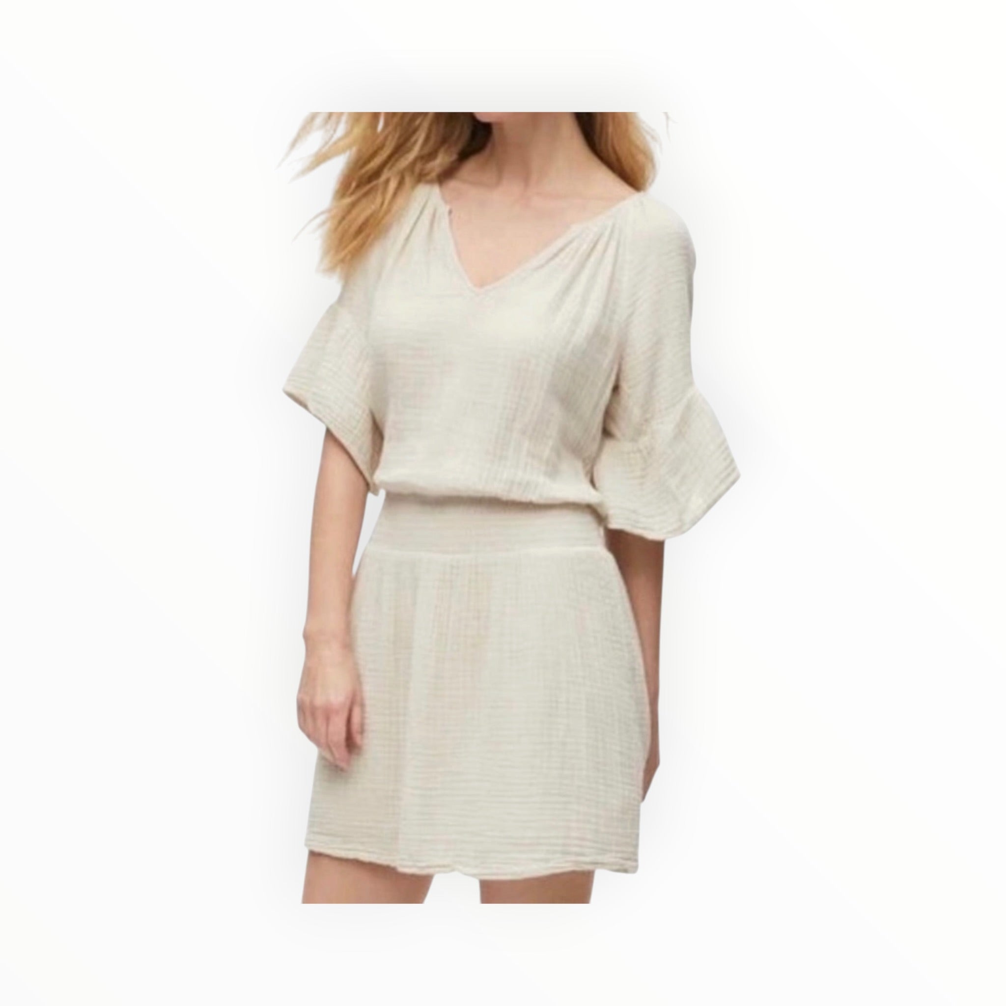 Michael Stars Katelyn Gauze Ruffle Sleeve Dress - Ecru