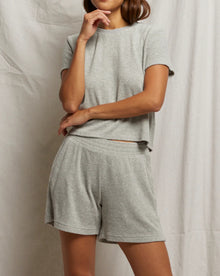 perfectwhitetee Emily Loop Terry Sweatshort - Heather Grey
