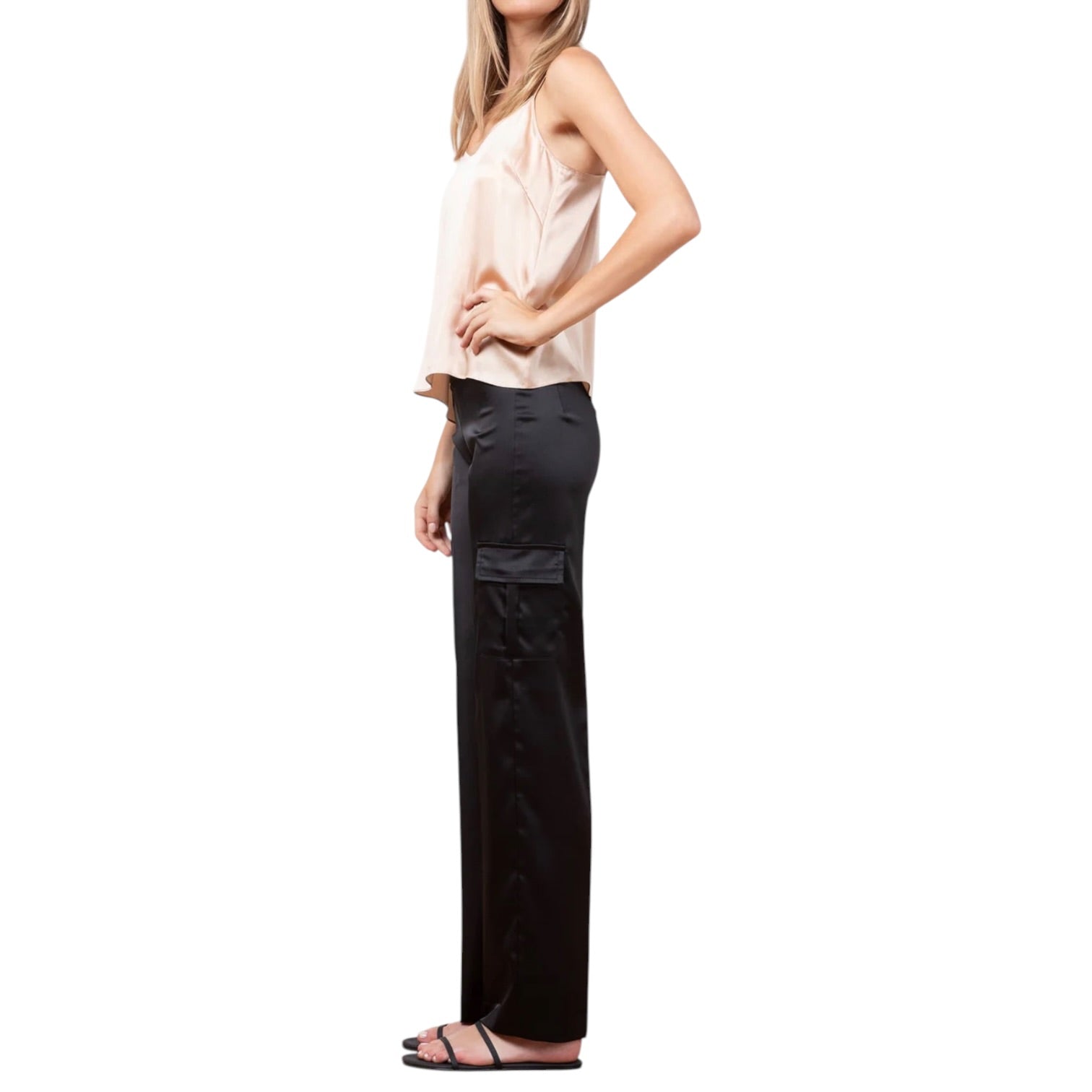 Avenue Montaigne Eclipse Satin Pant - Black