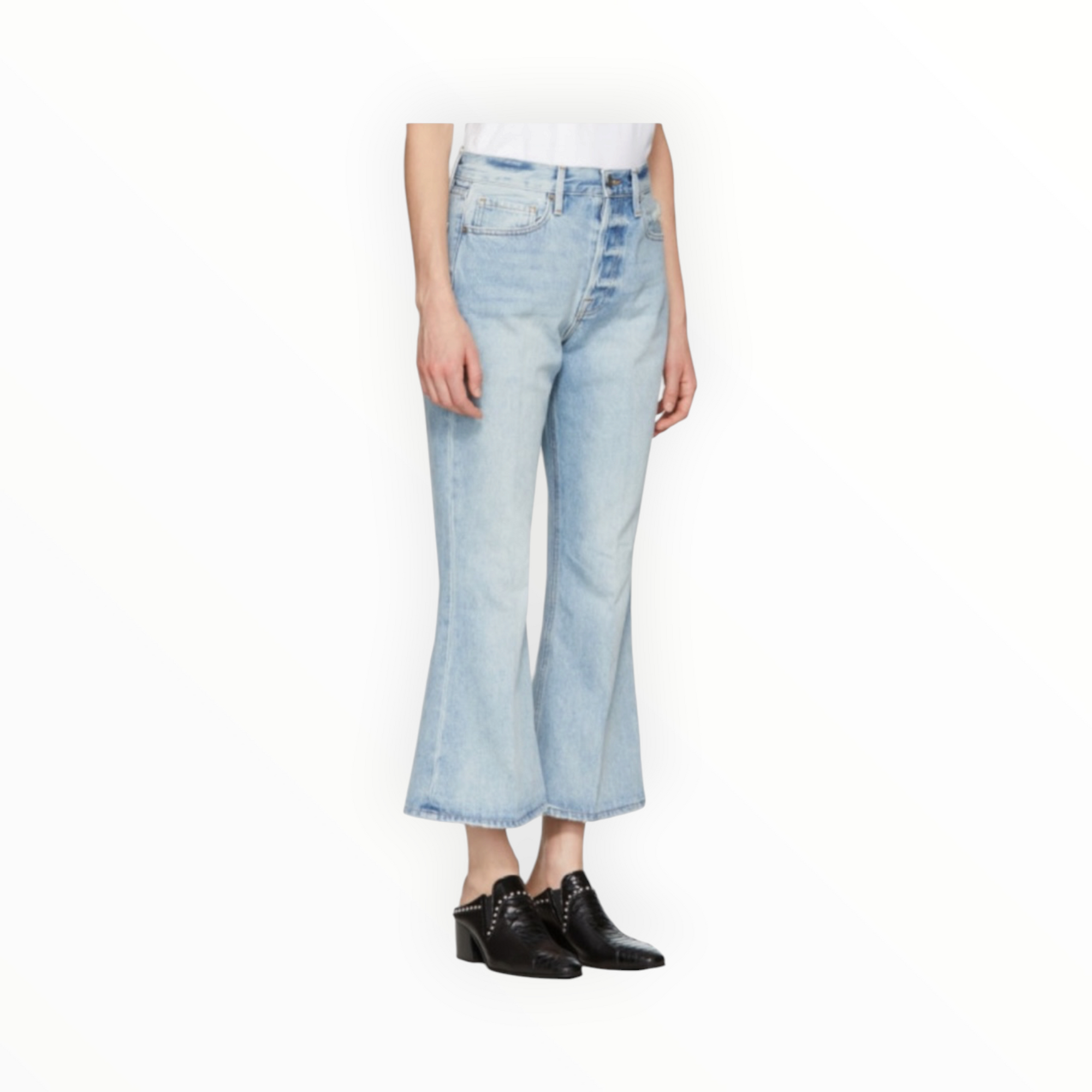 Frame Blue Rigid Re-Release Le Crop Flare Jeans