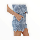 Bella Dahl Scallop Border Catalina Short - Floral Gingham