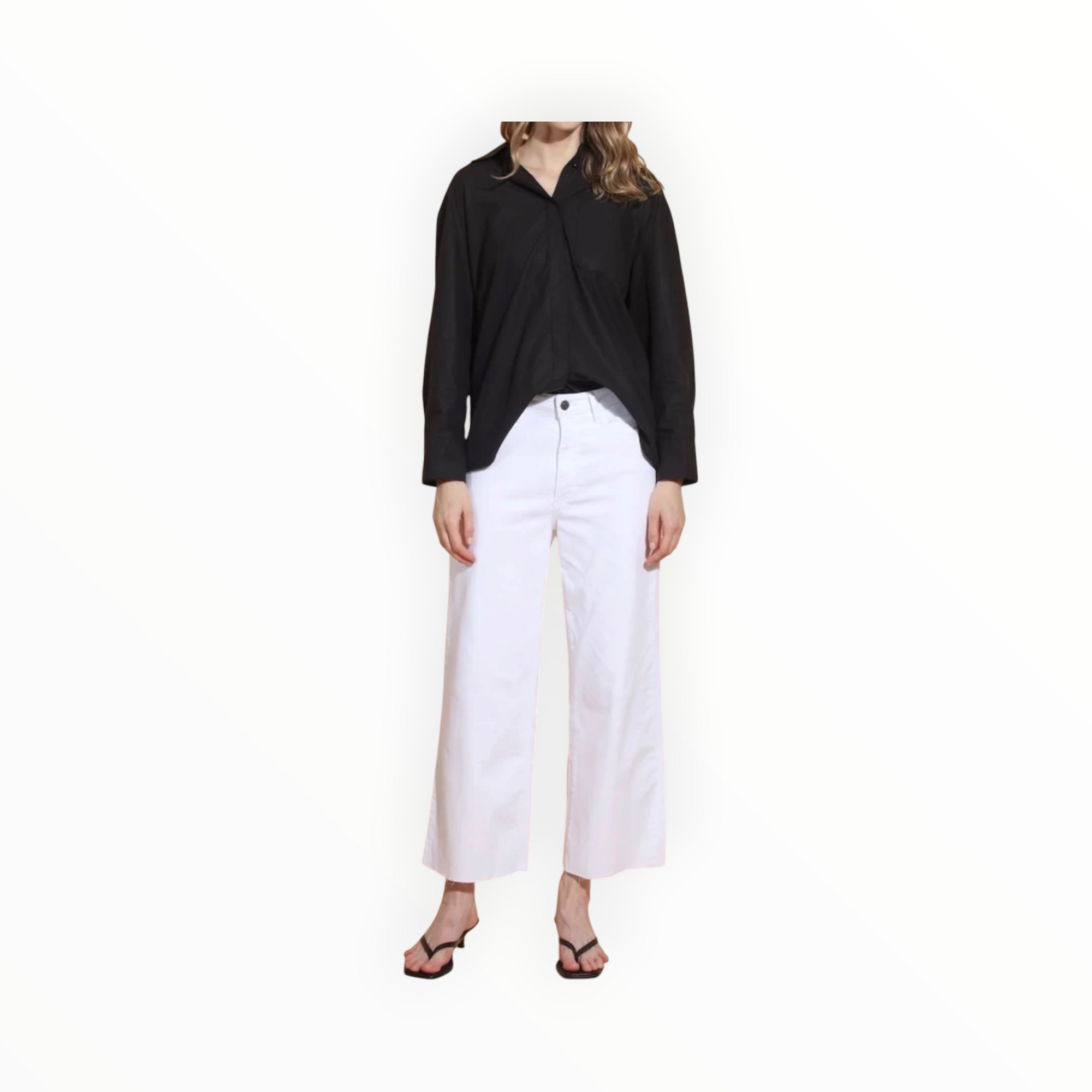 Jessie Liu Cotton Shirt with 3-D Applique Lace Back - Black