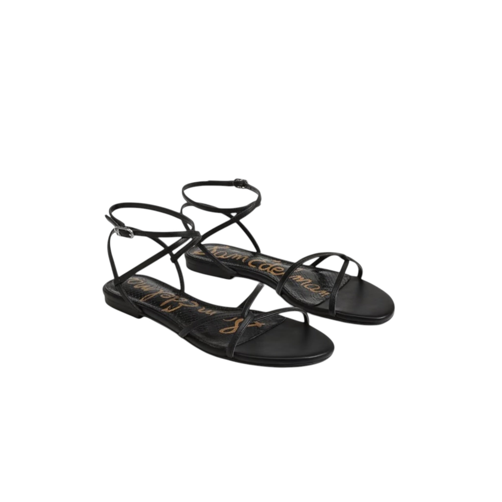 Sam Edelman Ellina Strappy Flat Sandal - Black Leather