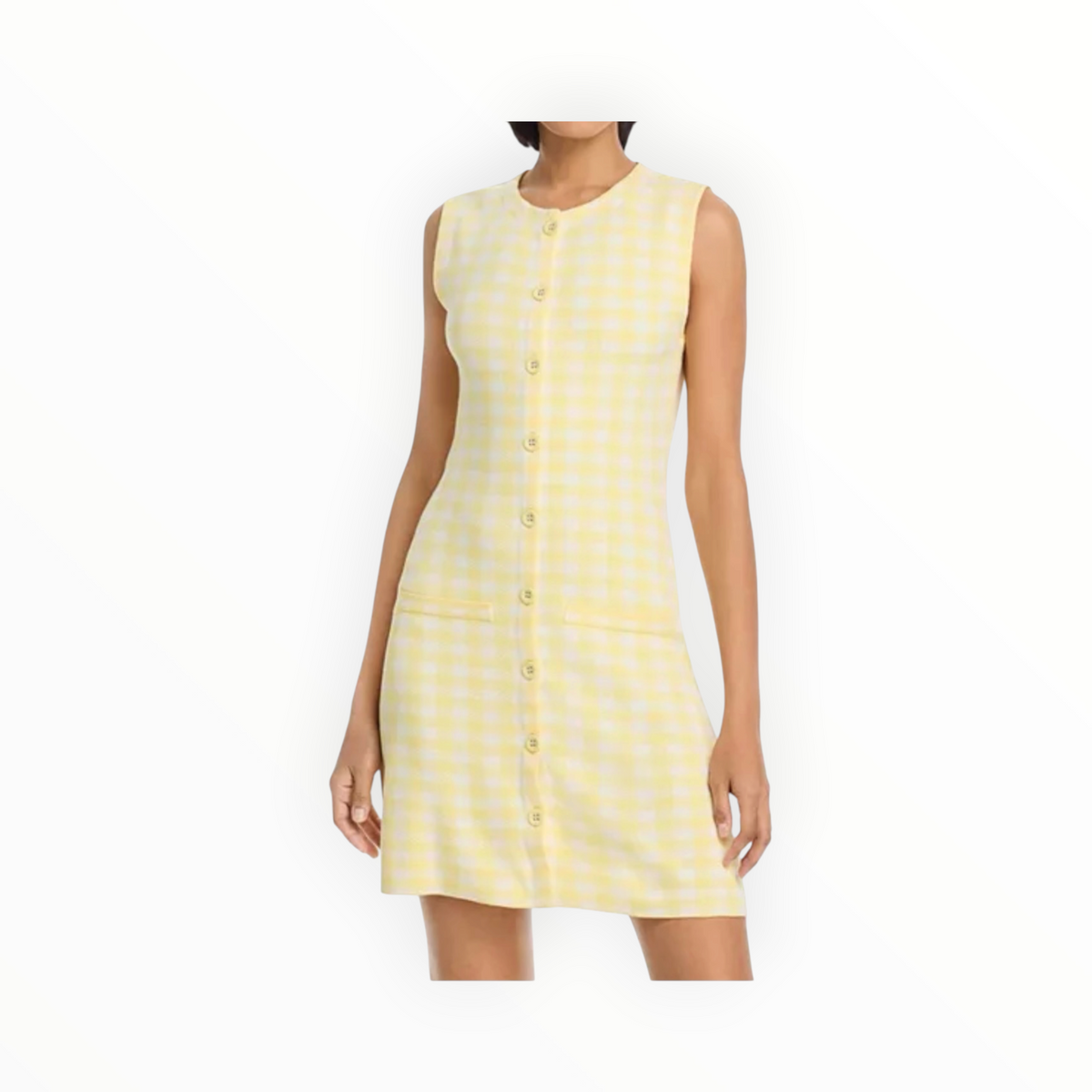 525 America Ember Button Front Sleeveless Dress - Lemon