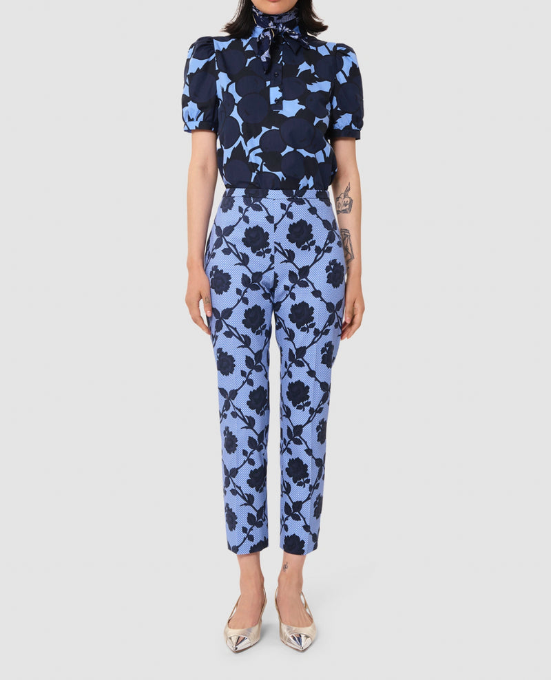 Tara Jarmon Pablo Blue Floral Print Pant