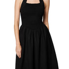 Amanda Maria Linen Cotton Smocked Halter Dress - Black