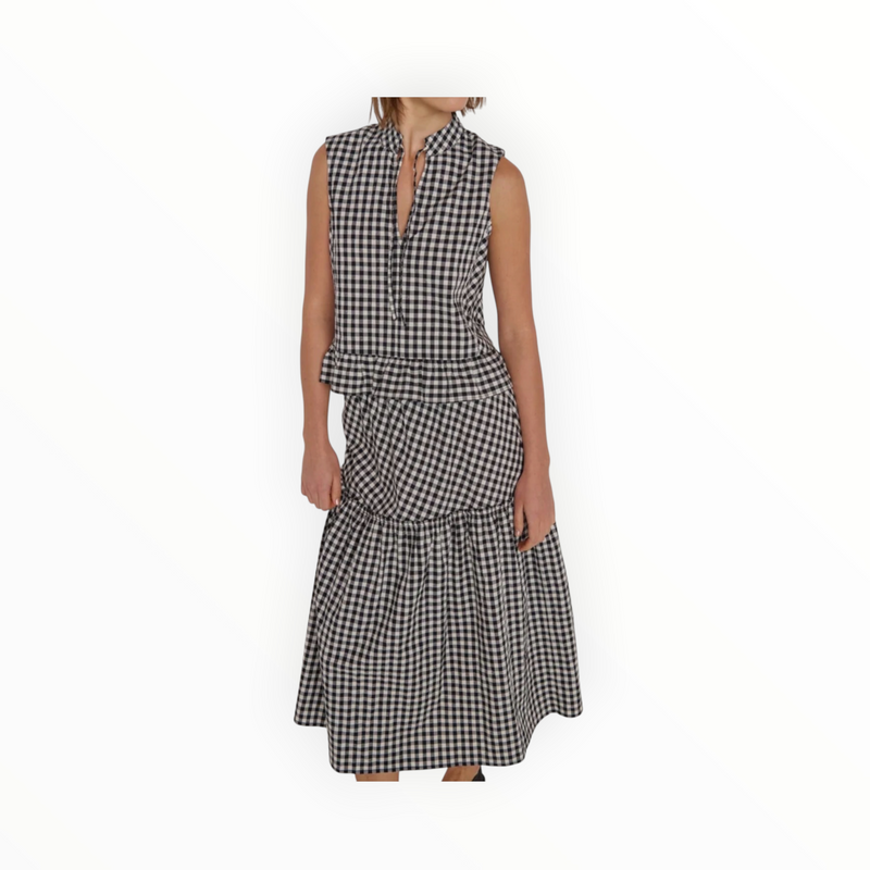 Nation Ltd Dana Tank - Black Cream Gingham