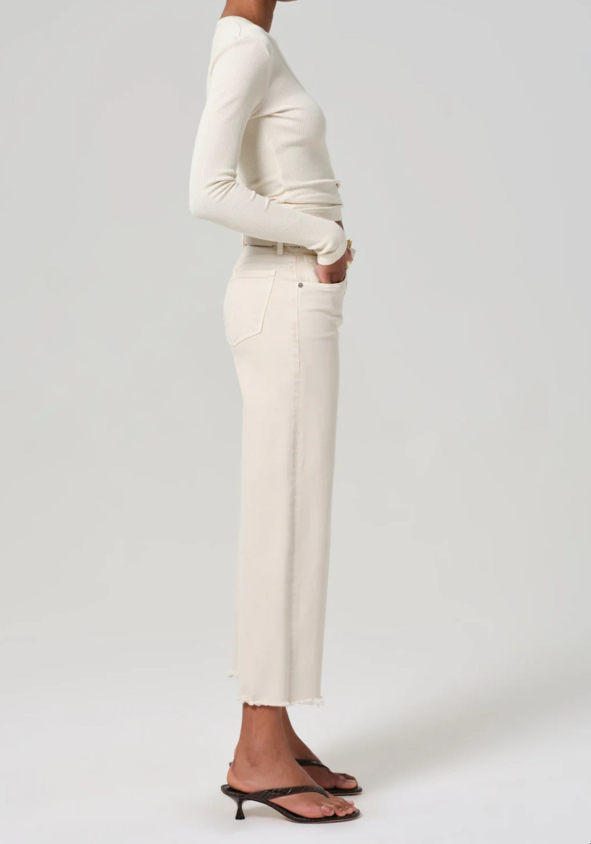 Citizens of Humanity Lyra Wide Leg Crop Raw Hem - Almondette