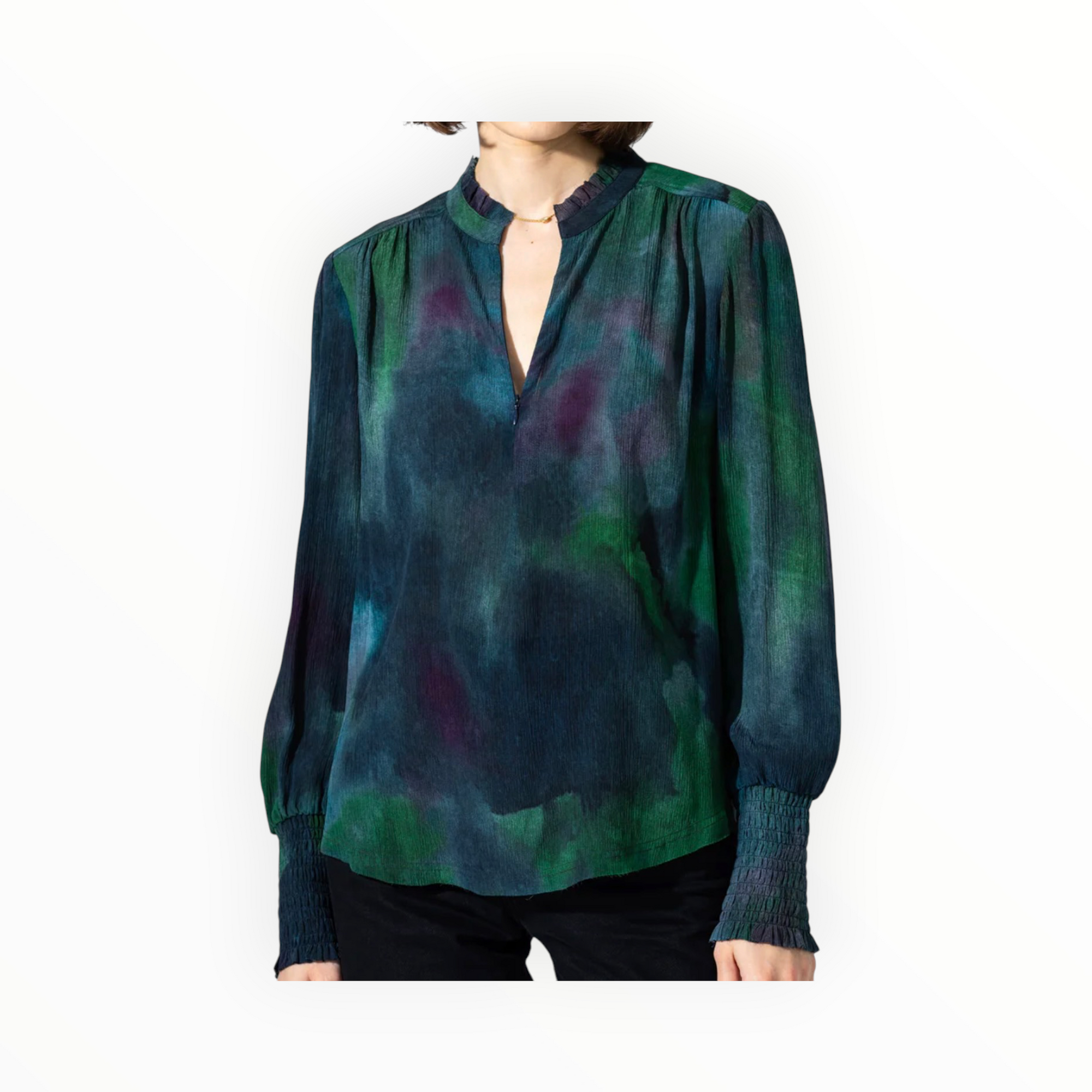 go> BY GOSILK Go Soft Spoken Blouse - Coastal Lagoon