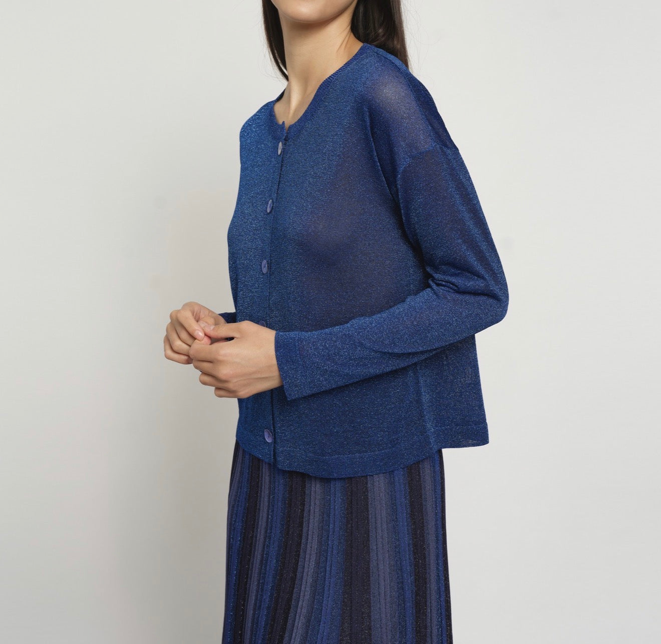 Maison Lurex Gala Short Cardigan - Royal Blue