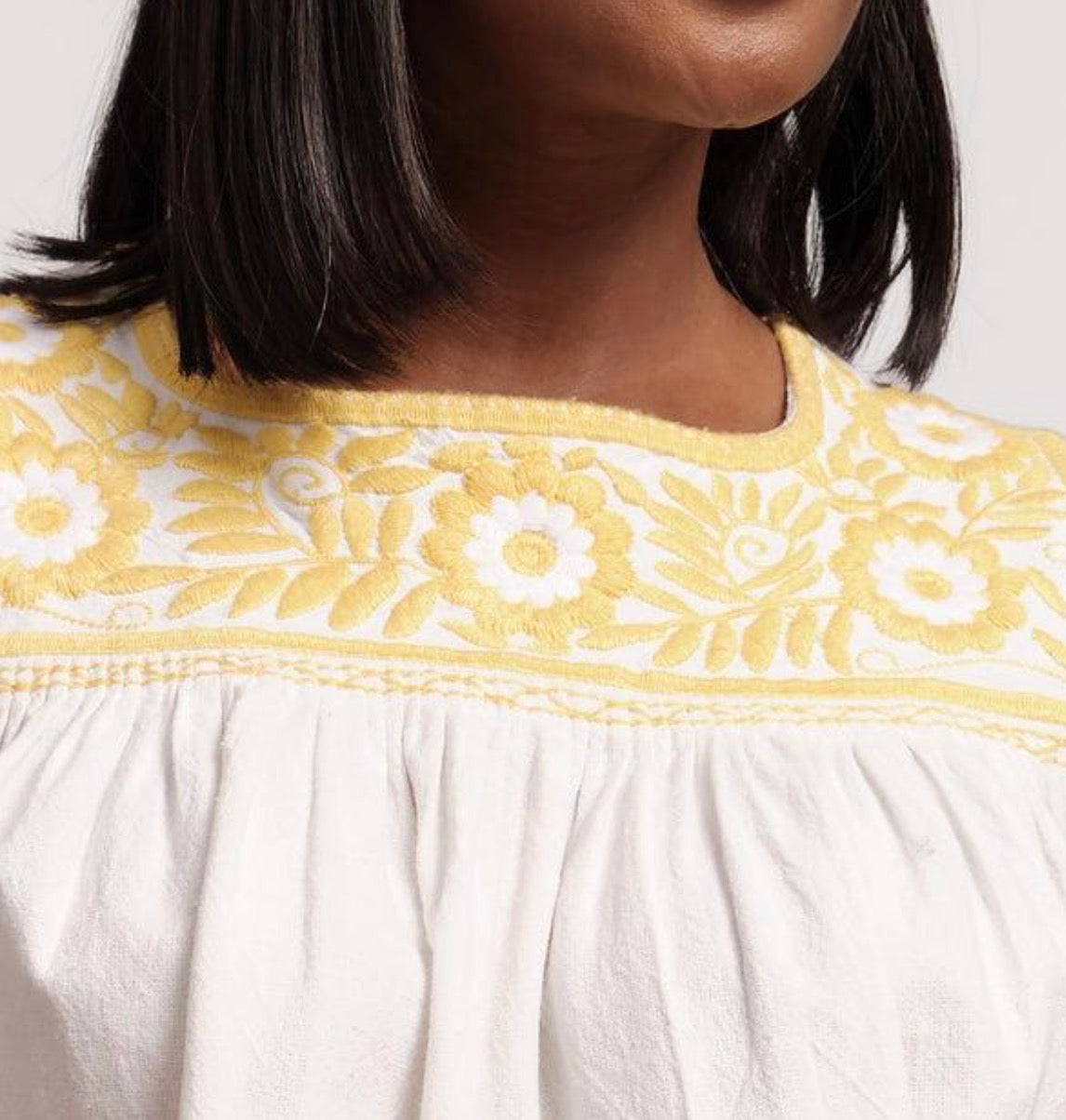 Frances Valentine Jess Floral Embroidery Top - White/Yellow