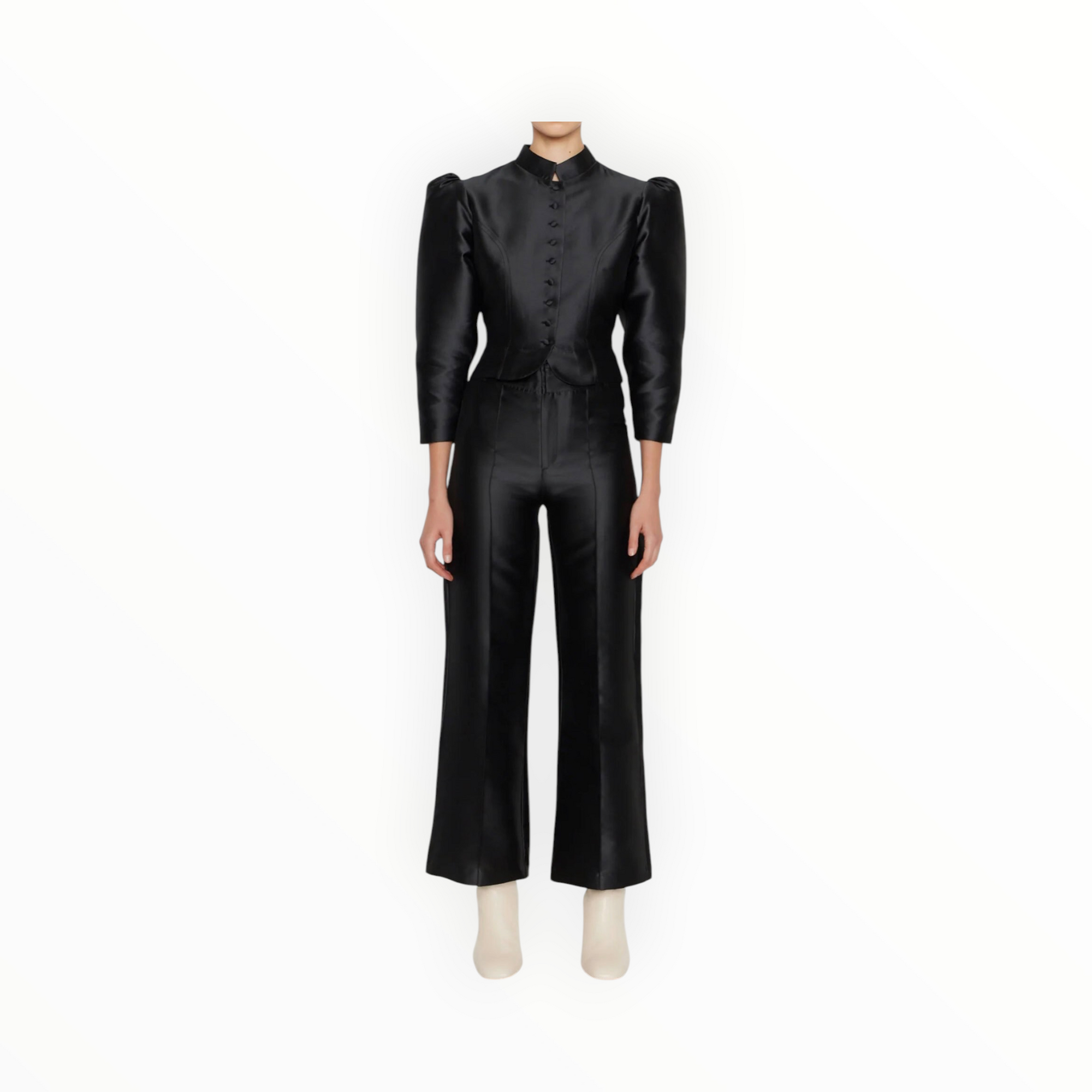 DESTREE Niagara Satin Flared Pants - Black