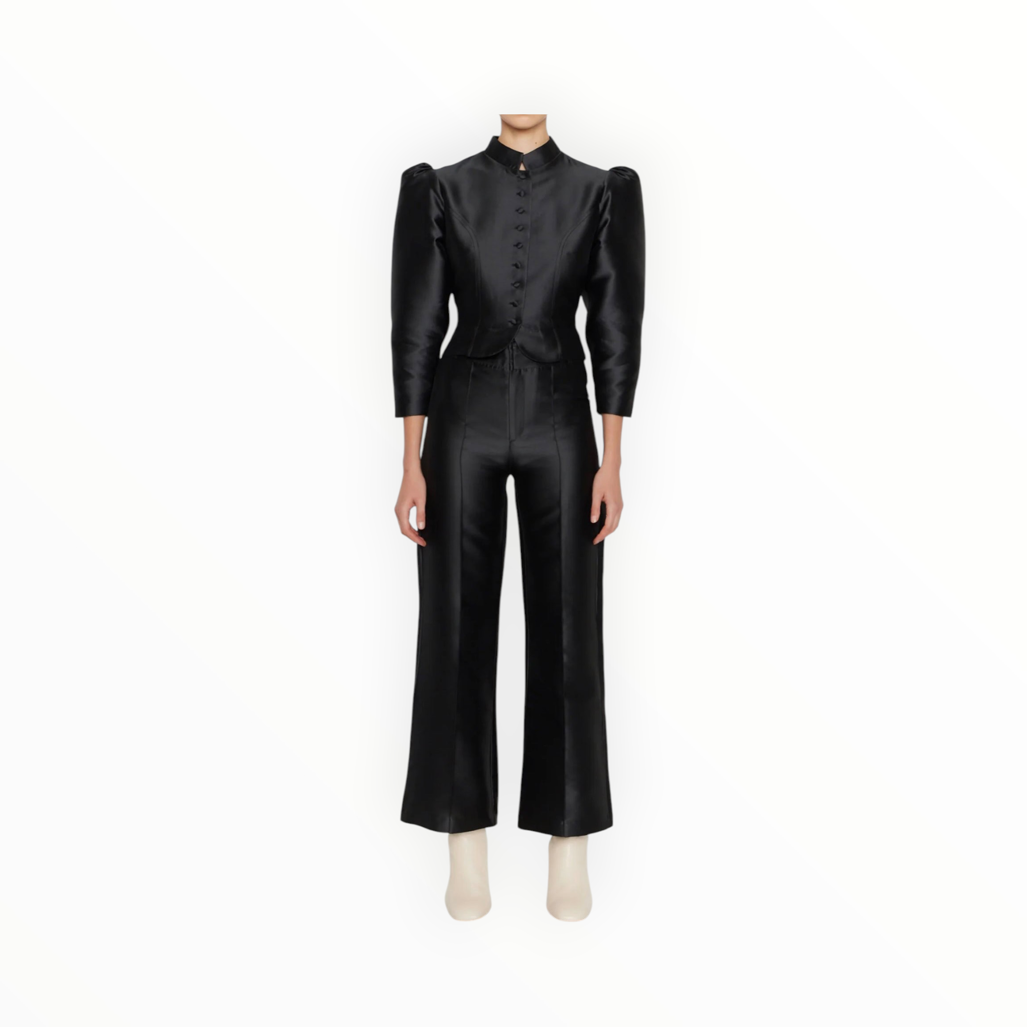 DESTREE Niagara Satin Flared Pants - Black