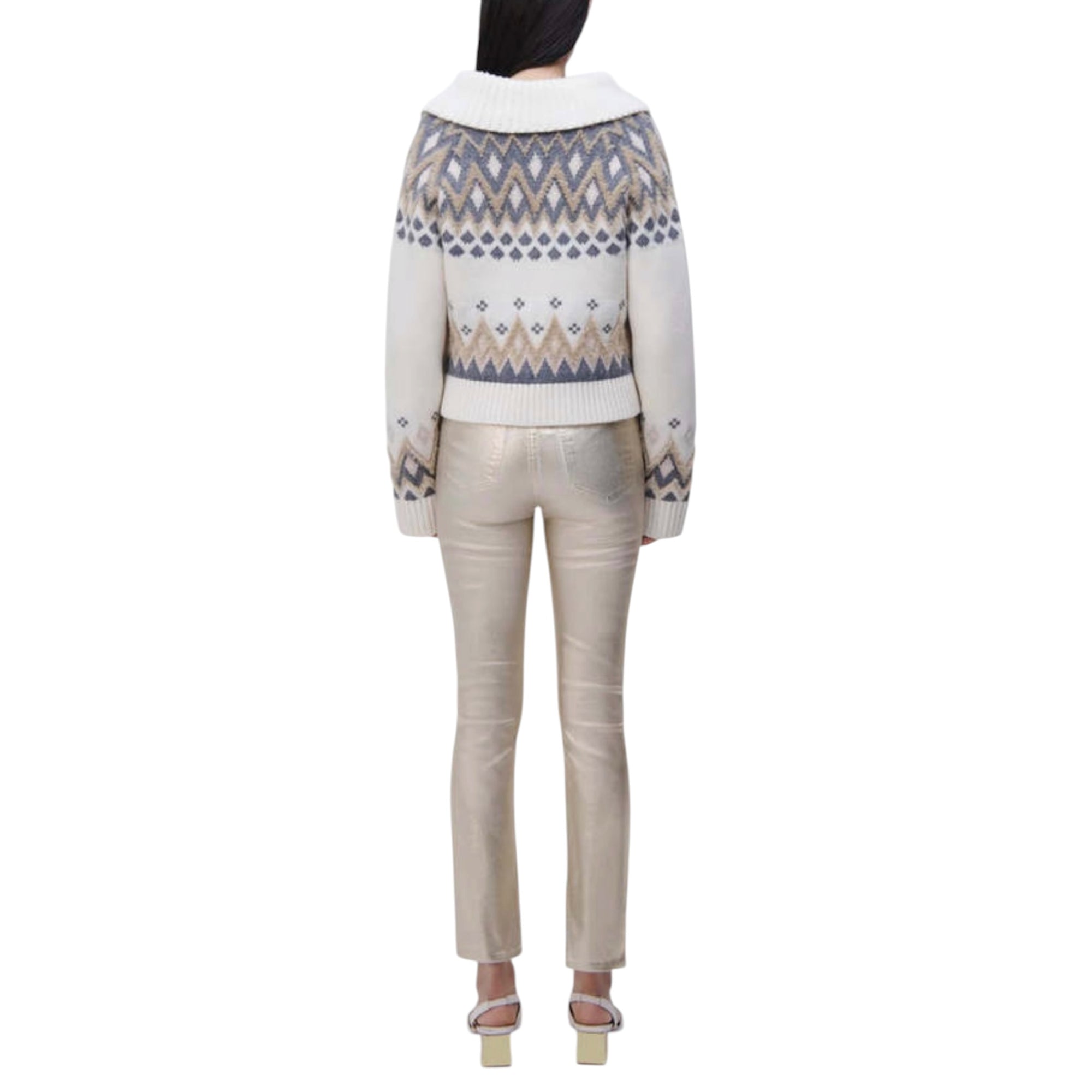 SIMKHAI Rae High Rise Ankle Skinny Jeans - Gold Foil