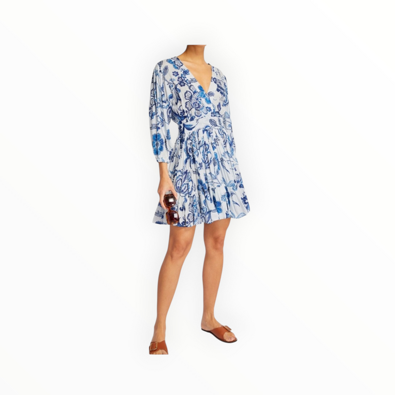 Evarae Arria Floral Mini Dress - Blue/White