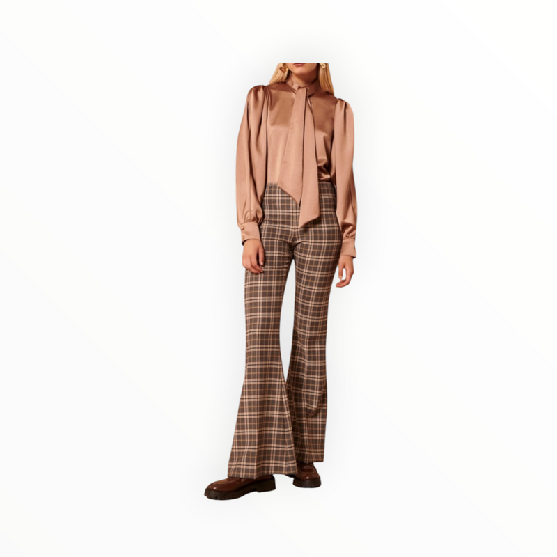 Tara Jarmon Penina Wool Pants - Anthracite Plaid