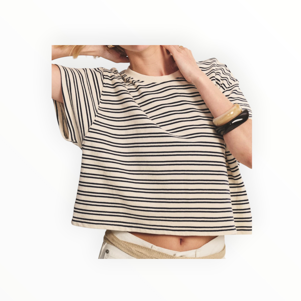 Velvet by Graham & Spencer Brissa Top - Natural/Navy