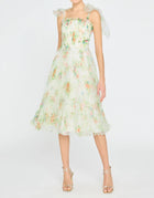 THEIA Betty Pleated Organza Dress - Petite Primrose