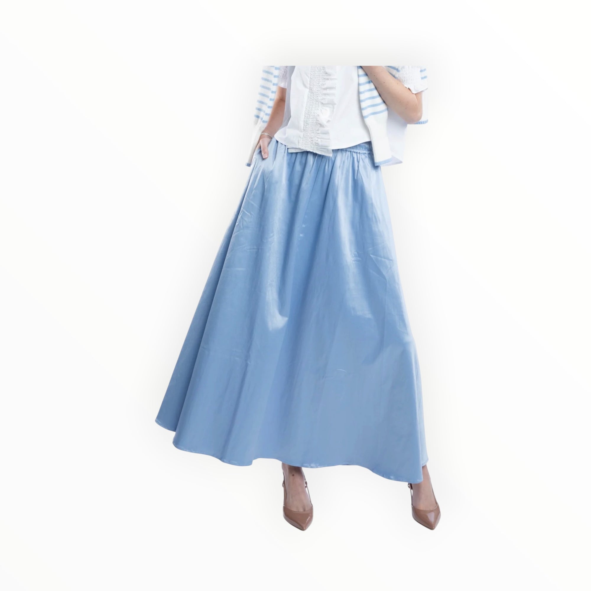 Burgess Serena Satin Skirt - Blueberry