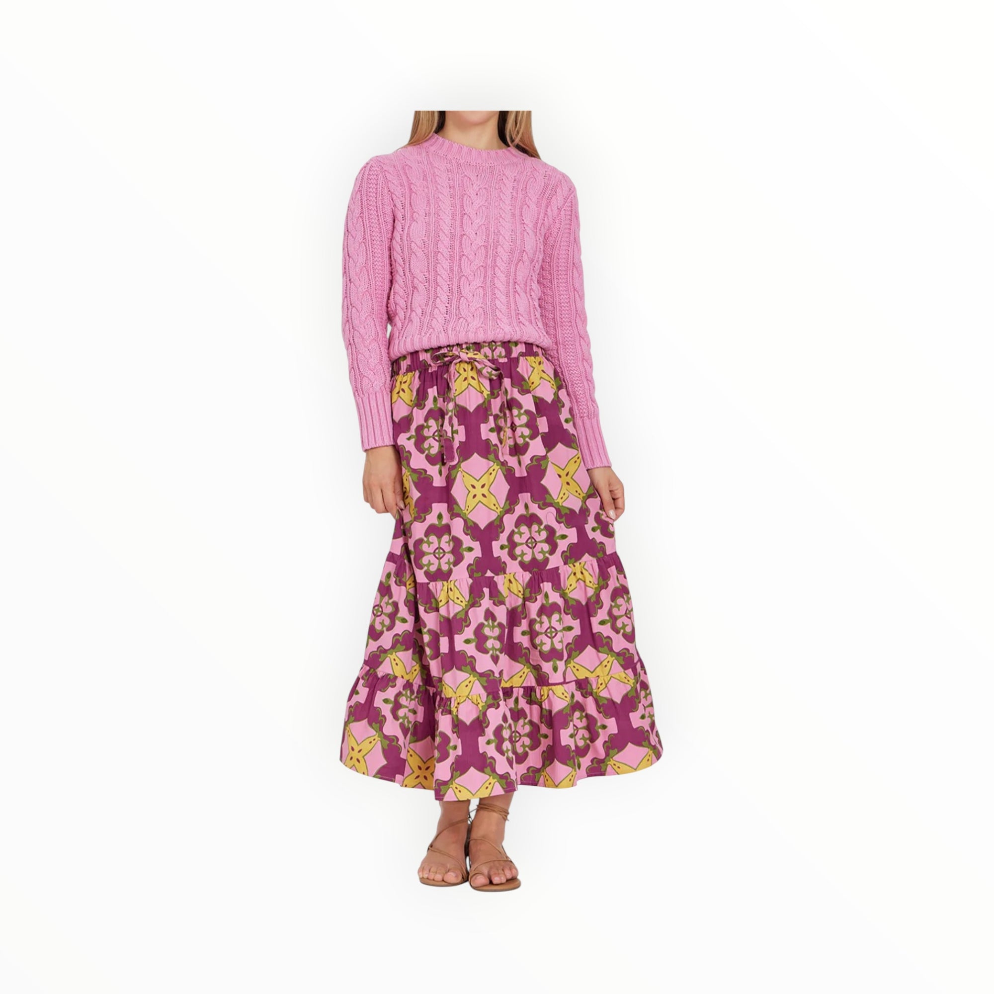 OLIVIA by livro Cable Crewneck Sweater - Blush