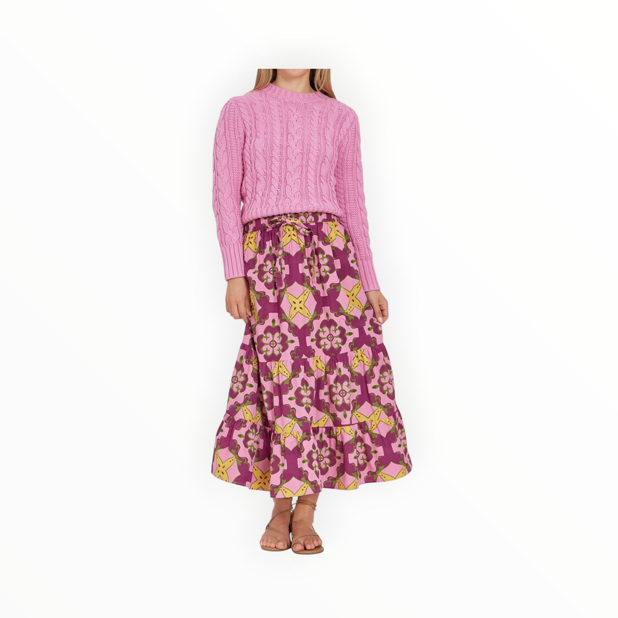 OLIVIA by livro Cable Crewneck Sweater - Blush