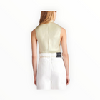 Nanushka Colson Crinkled Satin Turtleneck Top - Green Tea