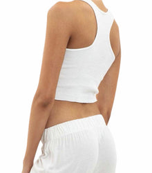 ÉTERNE Cropped Rib Racerback Tank - Ivory