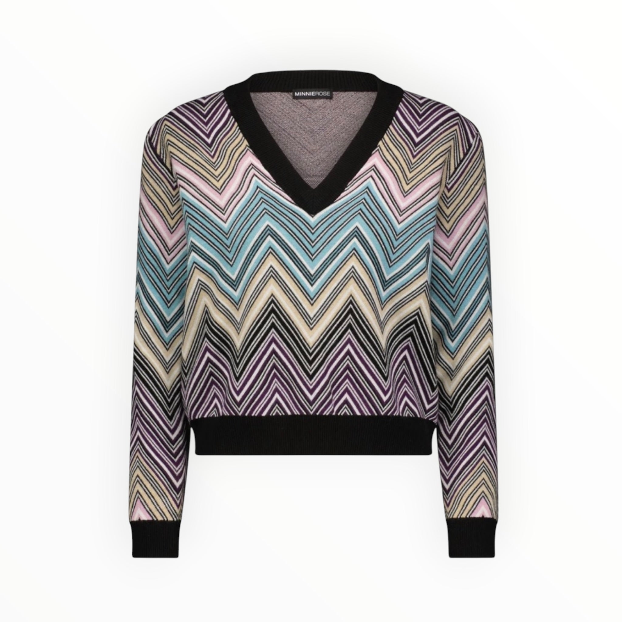 Minnie Rose Chevron Cropped Sweater