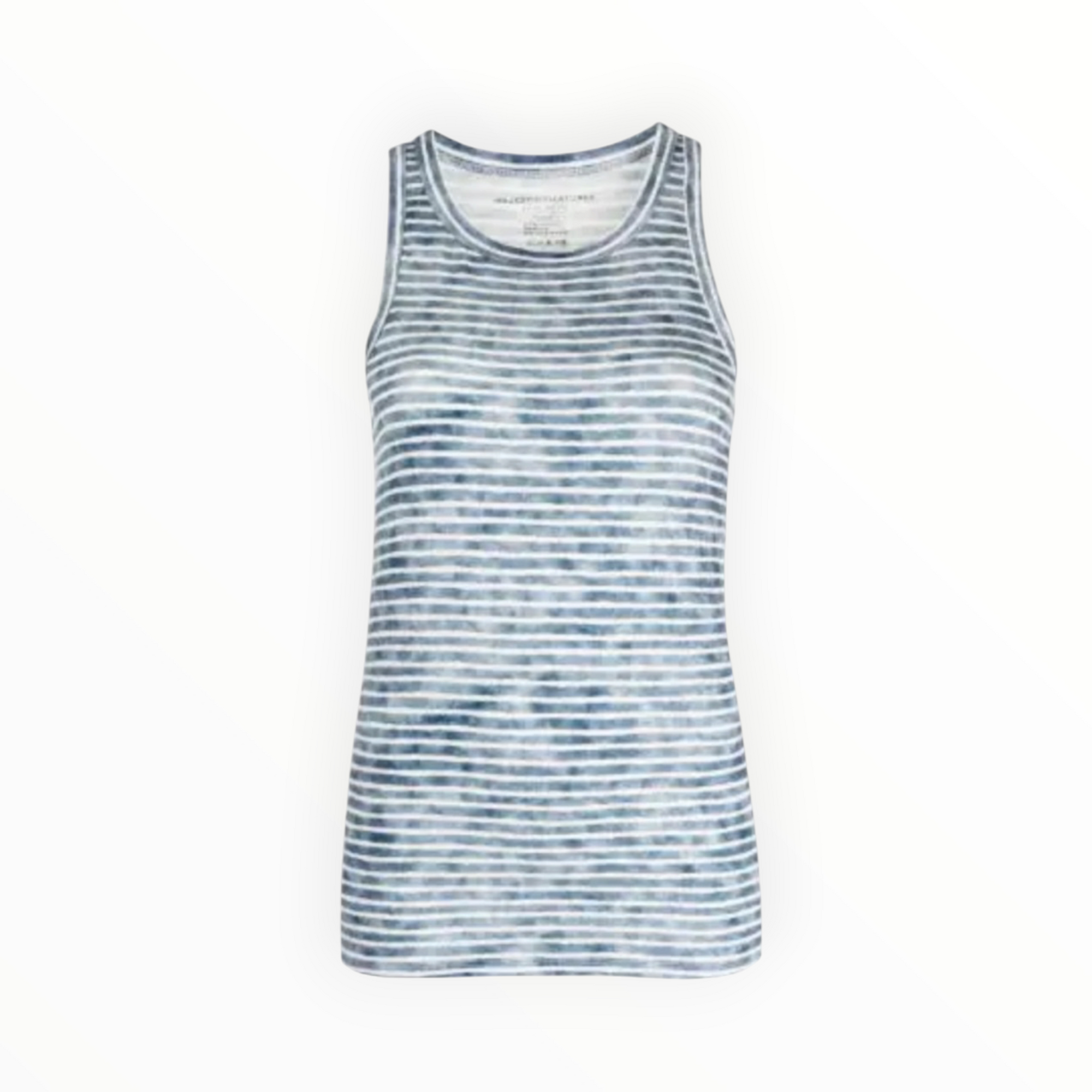 Majestic Filatures Linen Stripe Scoop Neck Tank - Marine/Blanc