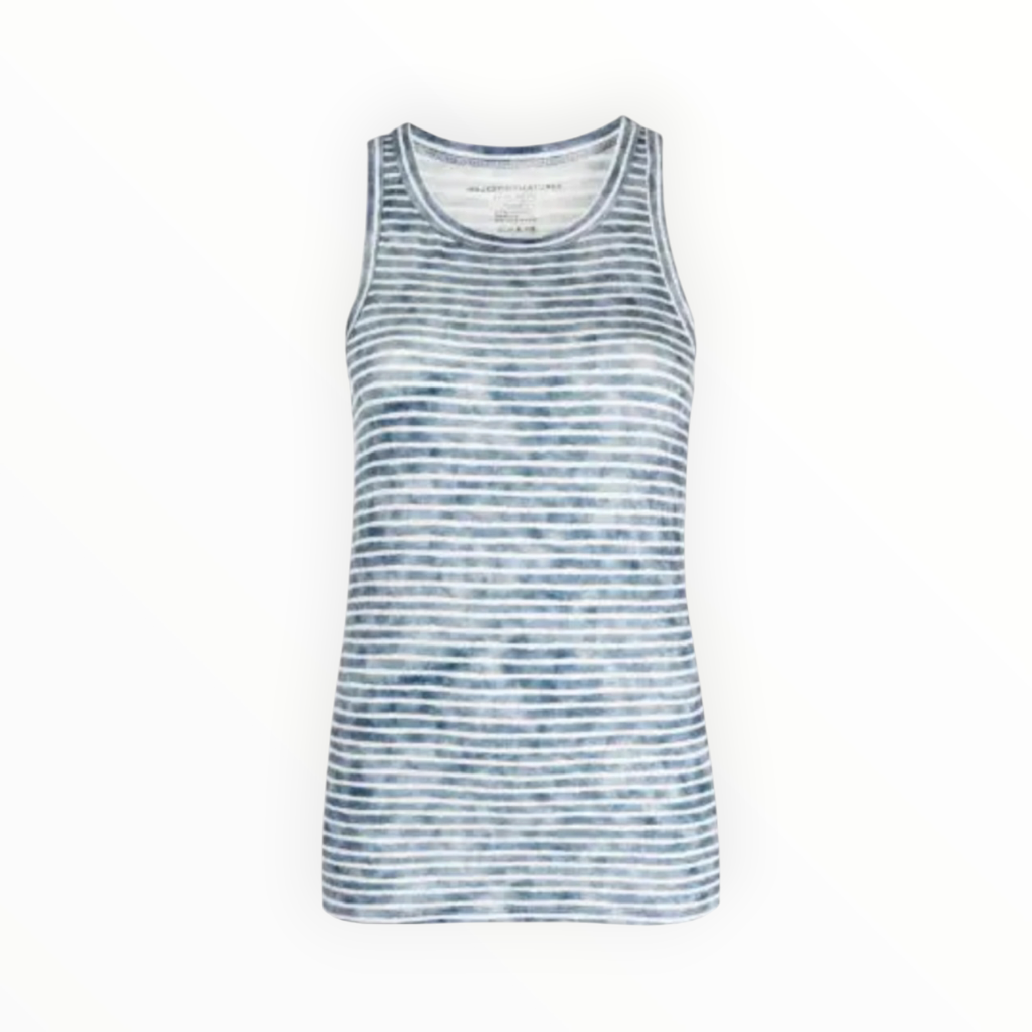 Majestic Filatures Linen Stripe Scoop Neck Tank - Marine/Blanc