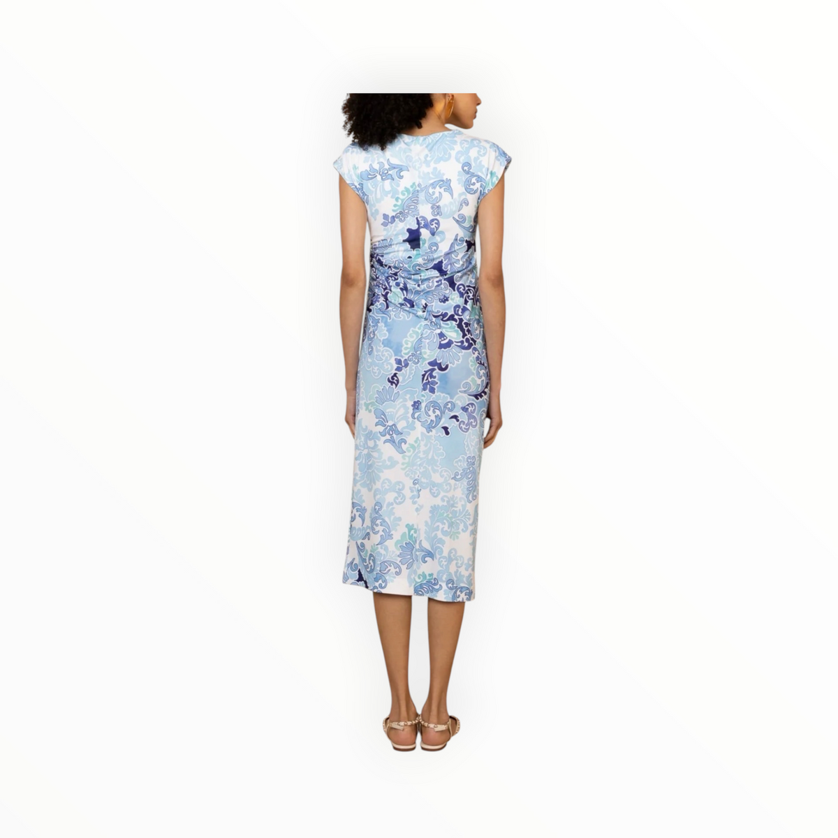 Hale Bob Thora Cap Sleeve Midi Dress - Blue