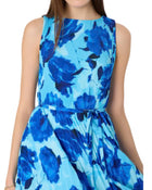 MILLY Jasmine Blurred Blossom Pleated Maxi Dress - Blue Multi