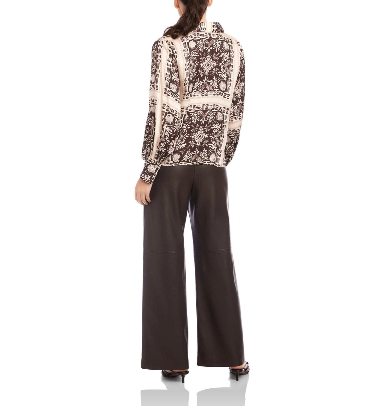 Fifteen Twenty Tess Half Placket Shirt - Earthy Block Print