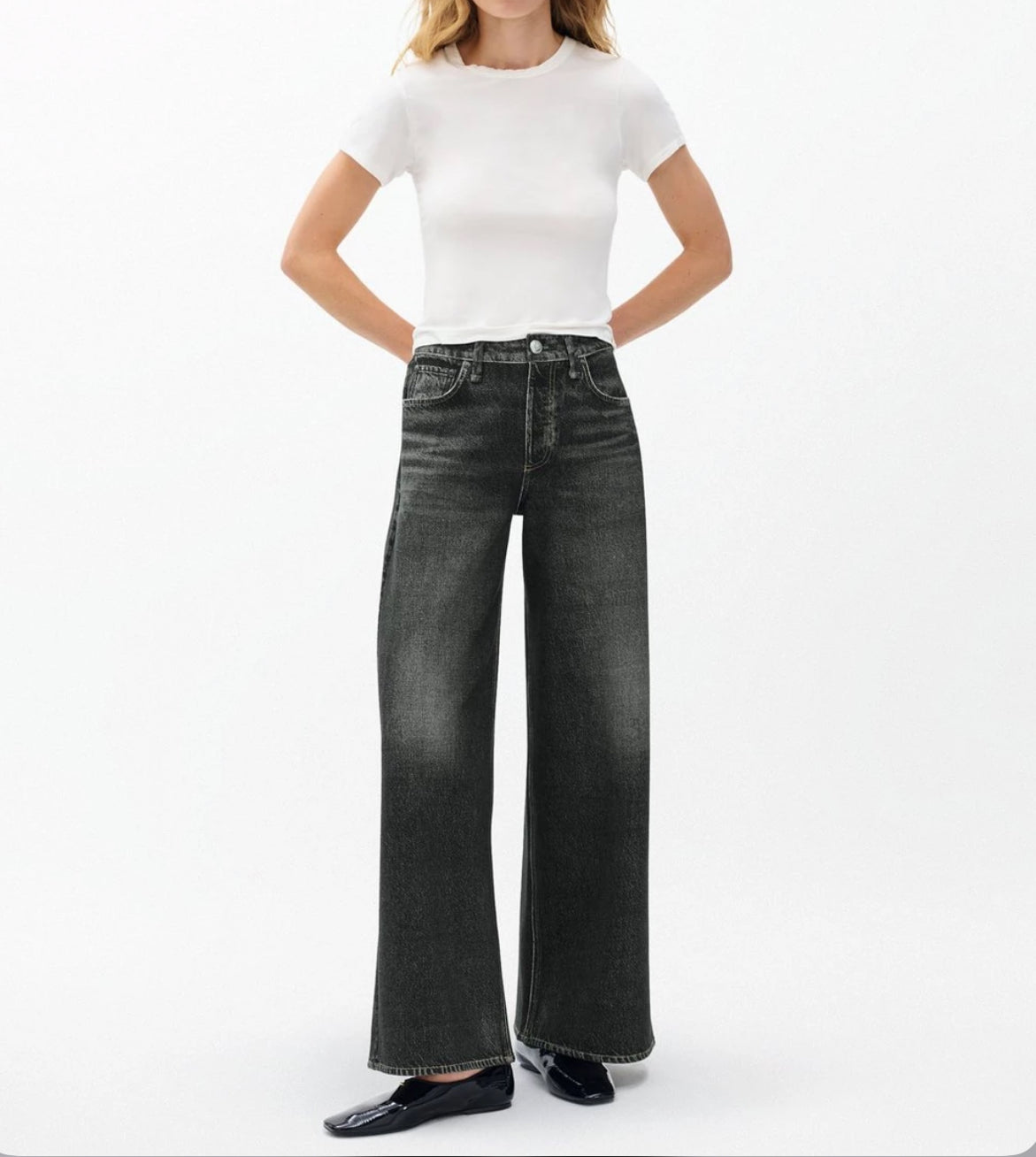 rag & bone Miramar Sofie Wide-Leg Pants - Washed Black