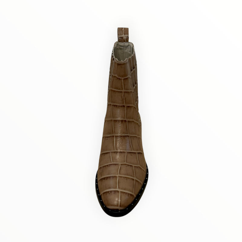Frēda Salvador Drew Chelsea Boot - Khaki Croc Embossed