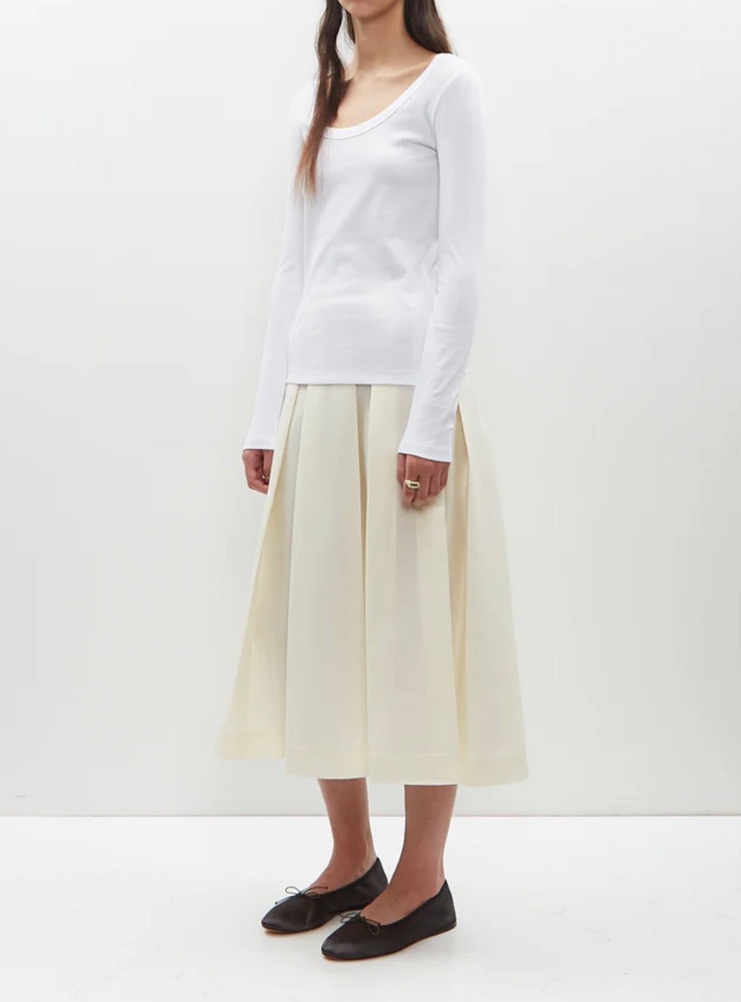 TOTÊME Wool Silk Twinflower Skirt - Macadamia