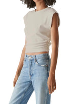 Michael Stars Joni Power Shoulder Tee - Cement