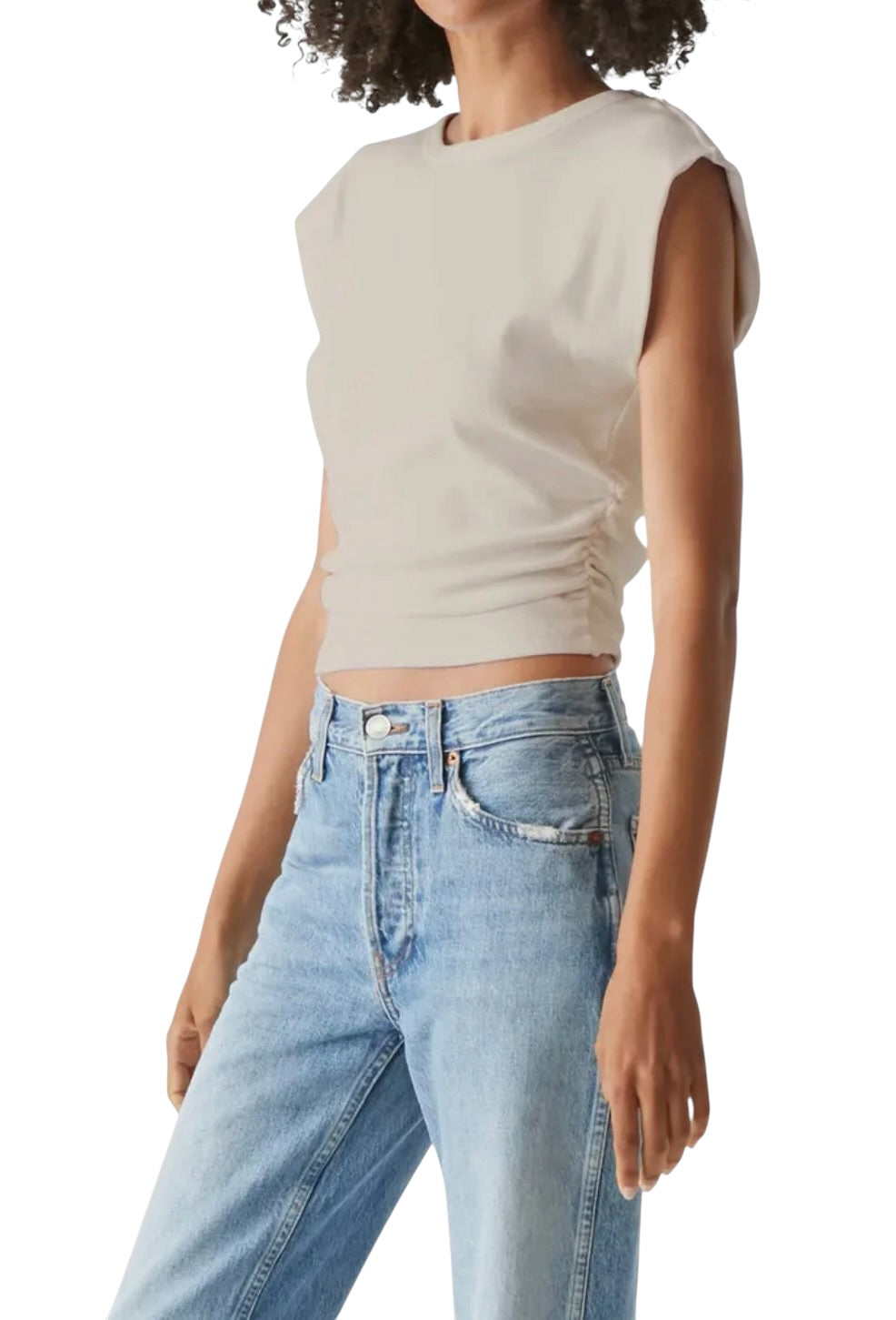 Michael Stars Joni Power Shoulder Tee - Cement