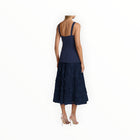 Badgley Mischka Mixed-Media Lace Midi-Dress - Navy