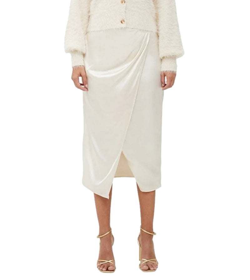 French Connection Inu Satin Wrap Skirt - Classic Cream