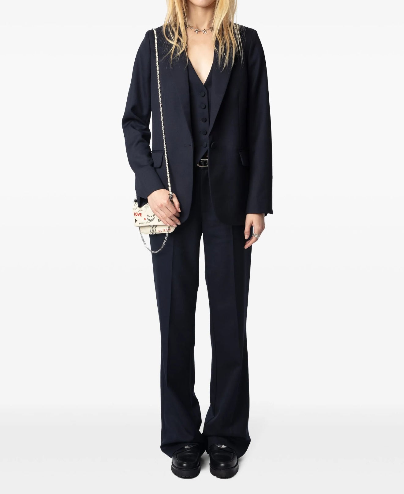 Zadig & Voltaire Valse Single Breasted Wool Blazer - Encre
