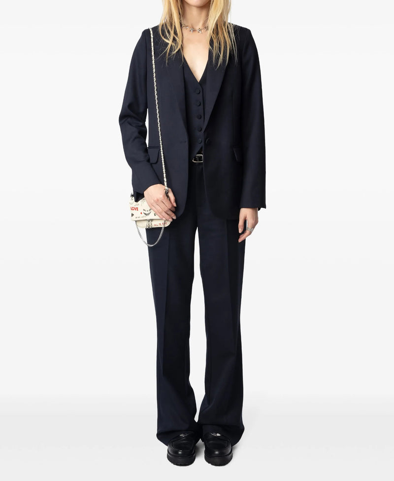 Zadig & Voltaire Valse Single Breasted Wool Blazer - Encre