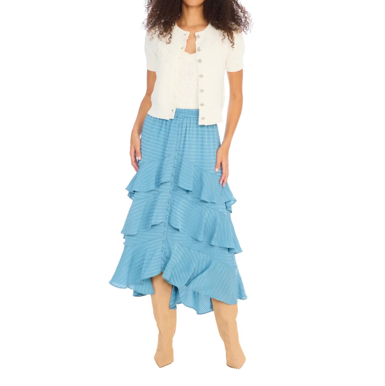 Allison New York Ella Midi Skirt - Steel Blue